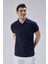 Erkek Lacivert %100 Pamuk Polo Yaka Kısa Kollu Triko Kazak TRIST-7107 2