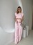 Pembe Çizgili Crop Pantolon Takım 1