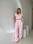 Pembe Çizgili Crop Pantolon Takım 5