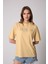 Kadın T-Shirt Sarı Culture Nakışlı Oversize Basic - 2508 1