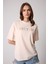 Kadın T-Shirt Puda Pembe Culture Nakışlı Oversize Basic - 2508 1