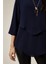 Lacivert 3/4 Kollu Katmanlı Oversize Kadın Bluz 2