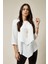 Beyaz 3/4 Kollu Katmanlı Oversize Kadın Bluz 1
