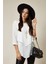 Beyaz 3/4 Kollu Katmanlı Oversize Kadın Bluz 2