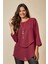 Bordo 3/4 Kollu Katmanlı Oversize Kadın Bluz 1