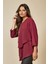Bordo 3/4 Kollu Katmanlı Oversize Kadın Bluz 2