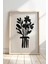 Çiçek Vazosu Siyah Beyaz Baskı Sanatı Ahşap Çerçeveli Duvar Tablosu 1