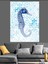 Deniz Atı ve Mavi Motifler Dekoratif Kanvas - Mdf Ahşap Tablo 3