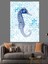 Deniz Atı ve Mavi Motifler Dekoratif Kanvas - Mdf Ahşap Tablo 4