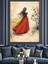 Kırmızı Elbiseli Kadın Dekoratif Kanvas - Mdf Ahşap Tablo 2