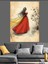 Kırmızı Elbiseli Kadın Dekoratif Kanvas - Mdf Ahşap Tablo 3