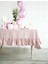 Buldan Keten Fırfırlı Vintage Pastel Pembe Masa Örtüsü 4
