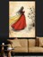 Kırmızı Elbiseli Kadın Dekoratif Kanvas - Mdf Ahşap Tablo 1