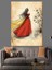 Kırmızı Elbiseli Kadın Dekoratif Kanvas - Mdf Ahşap Tablo 4