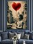 Kırmızı Kalp Şeklinde Uçan Balon Dekoratif Kanvas - Mdf Ahşap Tablo 3