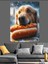 Hotdog Yiyen Köpek Dekoratif Kanvas - Mdf Ahşap Tablo 1