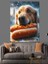 Hotdog Yiyen Köpek Dekoratif Kanvas - Mdf Ahşap Tablo 2