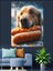 Hotdog Yiyen Köpek Dekoratif Kanvas - Mdf Ahşap Tablo 3