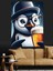 Bira Içen Gözlüklü Penguen Dekoratif Kanvas - Mdf Ahşap Tablo 4