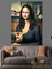 Pizza Yiyen Mona Lisa Dekoratif Kanvas - Mdf Ahşap Tablo 2