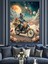 Retro Motosiklet Kullanan Koala Dekoratif Kanvas - Mdf Ahşap Tablo 2
