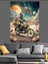 Retro Motosiklet Kullanan Koala Dekoratif Kanvas - Mdf Ahşap Tablo 3