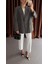 Ekoseli Oversize Gri Ceket 5