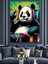 Müzik Dinleyen Panda Dekoratif Kanvas - Mdf Ahşap Tablo 1