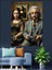 Albert Einstein ve Mona Lisa Fun Art Dekoratif Kanvas - Mdf Ahşap Tablo 2