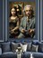 Albert Einstein ve Mona Lisa Fun Art Dekoratif Kanvas - Mdf Ahşap Tablo 4