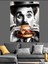 Hamburger Yiyen Charlie Chaplin Dekoratif Kanvas - Mdf Ahşap Tablo 1