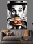 Hamburger Yiyen Charlie Chaplin Dekoratif Kanvas - Mdf Ahşap Tablo 2