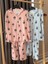 Babyaden Teddy Çizgili Pembe / Mavi Pamuklu Viskon Yumuşacık Önden Düğmeli Kız Erkek Pijama Takımı 5
