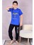 Kapip Saks Mavi Hıkıng Baskılı Kısa Kollu Erkek Çocuk Pijama Takımı 11-15 Yaş 7025-SM 1