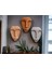 El Yapımı Taş Heykel Soyut Yüz Maske 3'li Set, Modern Beton,eskitme Taş Görünümlü Duvar Dekor 4