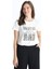 Classic Ekru Bisiklet Yaka Baskılı Kısa Kollu Kadın Tişört 2