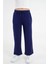 Lacivert Yüksek Bel Beli Lastikli Bağcıklı Wide Leg Basic Eşofman Alt 4