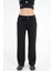 Siyah Yüksek Bel Beli Lastikli Bağcıklı Wide Leg Basic Eşofman Alt 3