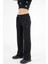 Siyah Yüksek Bel Beli Lastikli Bağcıklı Wide Leg Basic Eşofman Alt 4
