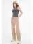 Vizon Yüksek Bel Beli Lastikli Bağcıklı Wide Leg Basic Eşofman Alt 1