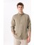 Haki Erkek Düğmeli Regular Fit %100 Keten Gömlek F5SM-GML 2767 3