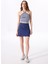 Halter Yaka Çizgili Lacivert Kadın T-Shirt J5SL-TST7063 2