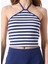 Halter Yaka Çizgili Lacivert Kadın T-Shirt J5SL-TST7063 4