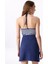 Halter Yaka Çizgili Lacivert Kadın T-Shirt J5SL-TST7063 5