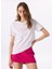 Bisiklet Yaka Baskılı Beyaz Kadın T-Shirt M5SL-TST1861 1