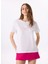 Bisiklet Yaka Baskılı Beyaz Kadın T-Shirt M5SL-TST1861 2