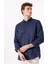 Lacivert Erkek Düğmeli Regular Fit %100 Keten Gömlek F5SM-GML 2767 1