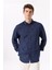 Lacivert Erkek Düğmeli Regular Fit %100 Keten Gömlek F5SM-GML 2767 3