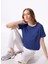 Bisiklet Yaka Baskılı Lacivert Kadın T-Shirt J5SL-TST7886 1