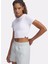 6000264-100 Ua Rival Rib Baby Tee Beyaz Yuvarlak Yaka Fitted Düz Kadın T-Shirt 1